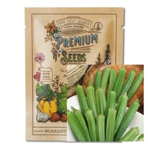 okra seeds for planting – clemson spineless – 10 g 175+ seeds – non-gmo, heirloom okra vegetable seeds – home garden okra seeds – sealed in a beautiful mylar seed packet for extended shelf life