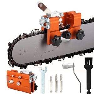 wukxlinll chainsaw sharpener,hand-cranked chainsaw chain sharpening jig kit,with 3 grinding rod and cleaning brush,small wrench, for 14″-20″ chain saws and electric saws,for lumberjack,garden worker