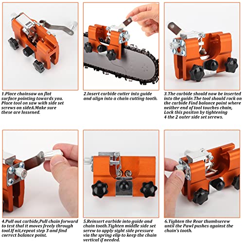 WuKXLinLL Chainsaw Sharpener,Hand-Cranked Chainsaw Chain Sharpening Jig Kit,with 3 Grinding Rod and Cleaning Brush,Small Wrench, for 14"-20" Chain Saws and Electric Saws,for Lumberjack,Garden Worker