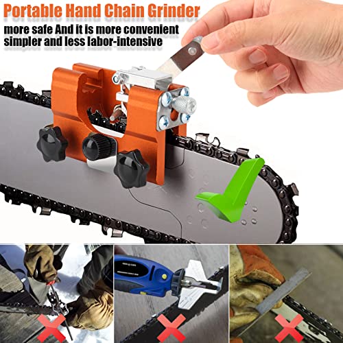 WuKXLinLL Chainsaw Sharpener,Hand-Cranked Chainsaw Chain Sharpening Jig Kit,with 3 Grinding Rod and Cleaning Brush,Small Wrench, for 14"-20" Chain Saws and Electric Saws,for Lumberjack,Garden Worker