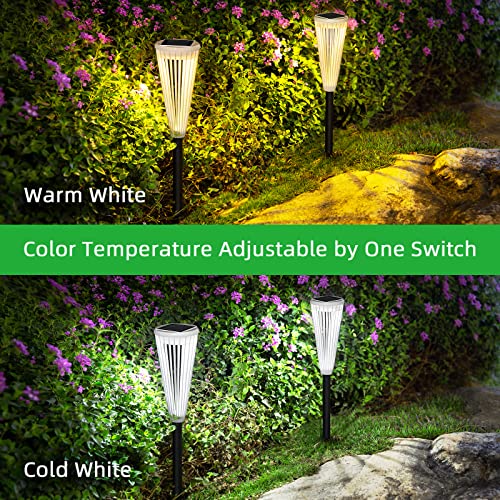 DOMIDAR 6 Pack Solar Outdoor Lights,Solar Landscape Garden Powered Pathway Lights Warm/White Switch Auto On/Off Waterproof LED Path Lighting for Garden Walkway Yard Driveway Patio Lawn Backyard Decor…