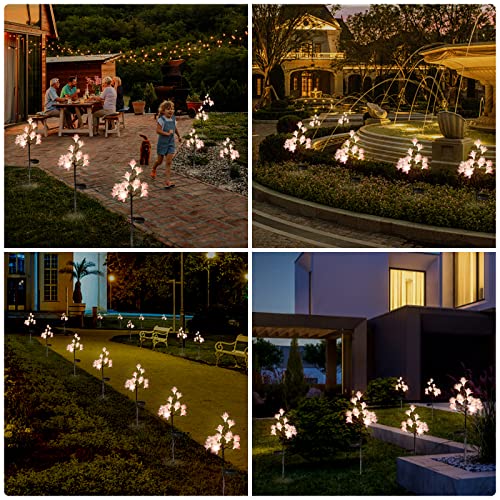 Berngi Solar Flowers Lights Solar Outdoor Lights Garden Decorative 4PACK,12LED Outdoor Lights Solar Powered Waterproof Landscape Lights Decorations for Yard Christmas Fairy Garden Decor