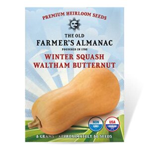 the old farmer’s almanac heirloom winter squash seeds (waltham butternut) – approx 40 seeds – non-gmo, open pollinated, usa origin
