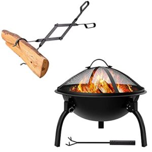 amagabeli fireplace log tongs 26” bundle folding fire pit 22in