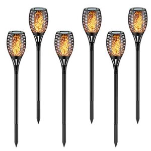 zkee solar torch light with flickering flame,fire effect lantern,dancing flame,solar garden light, dust to dawn,outdoor waterproof garden decoration, solar powered stick light (set of 6)