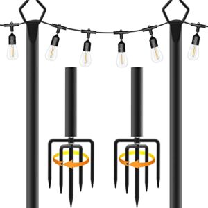 aulimhti string light poles – 10ft metal poles with fork for outdoor string lights,2 pack light poles stand for outside garden,patio,wedding,backyard,deck,party