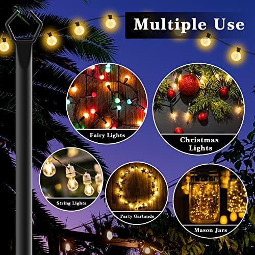 Aulimhti String Light Poles - 10Ft Metal Poles with Fork for Outdoor String Lights,2 Pack Light Poles Stand for Outside Garden,Patio,Wedding,Backyard,Deck,Party