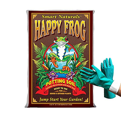 Fox Farm Happy Frog Organic Potting Soil Mix Indoor Outdoor Garden Plants, 51.4 Quart(2 cu ft) ( Bundled with Pearsons Protective Gloves)