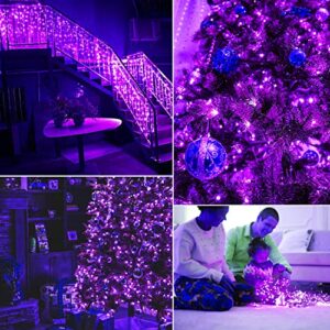 Curyidy Solar String Lights Purple Halloween Decor, 2 Pack 200 LED Solar String Lights Outdoor Waterproof 72ft 8 Modes Fairy Lights for Patio, Yard, Garden, Pathway, Xmas Tree Decor -72ft