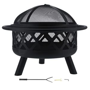 ldchnh round wrought iron fire pit wood burning fire pit fireplace for outdoor patio backyard firepit