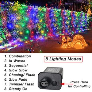 Colorful Net Lights, 360 LED Christmas Net Lights Outdoor, 21ft x 5ft Large Net Mesh String Lights, 8 Modes Twinkle String Lights Connectable Plug in for Bushes Halloween Hedge Yard Garden Party Decor