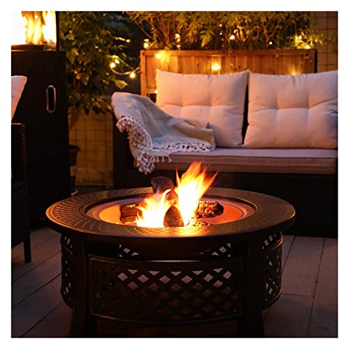 LDCHNH Outdoor Courtyard Brazier High Capacity Round Shape Multifunctional Barbecue Table Household Heating Stove with Fire Hook