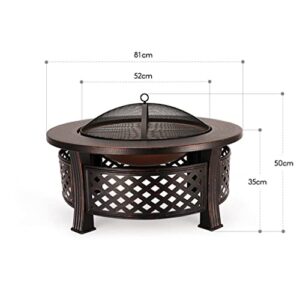 LDCHNH Outdoor Courtyard Brazier High Capacity Round Shape Multifunctional Barbecue Table Household Heating Stove with Fire Hook