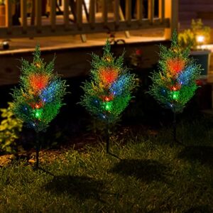 ahongem solar christmas decorations light 4pack solar christmas tree holiday christmas decorations lights waterproof for yard patio lawn pathway