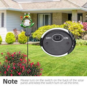 LUNSY Garden Solar Lights Outdoor Decorative, Metal Frog Shape, Outdoor Waterproof Stake Lights with 2 Feet, Auto ON/OFF Solar Powered Light for Lawn, Backyard, Patio, Pathway