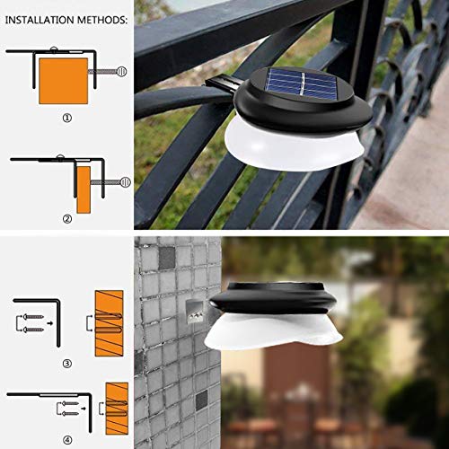 SMY Lighting Solar Gutter Lights Outdoor, Solar Patio Decor Lights with Adjustable Bracket Waterproof Solar Fence Lights for Eaves Patio Deck Garden Wall Yard Attic Walkway (4pack, Pure White)