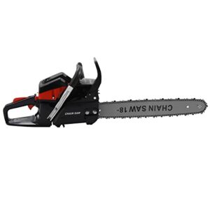 eapmic gas powered chainsaw 18 inch bar cordless commercial gasoline chainsaws 2-cycle full crank handheld chain saw 68cc 5kw for cutting wood, trees, garden