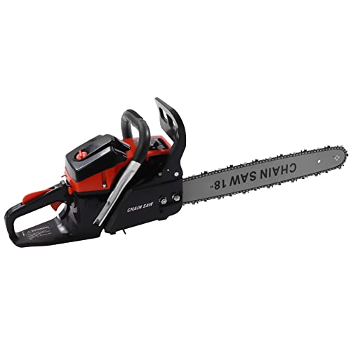 Eapmic Gas Powered Chainsaw 18 Inch Bar Cordless Commercial Gasoline Chainsaws 2-Cycle Full Crank Handheld Chain Saw 68CC 5KW for Cutting Wood, Trees, Garden