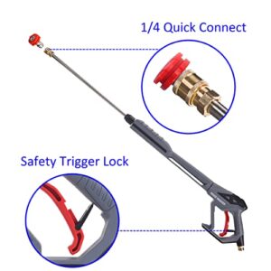 RIDGE WASHER Pressure Washer Gun with Replacement Extension Wand, High Power Washer Spray Gun, M22 Fitting, 5 Nozzle Tips with Nozzle Holder, 42 Inch, 4000 PSI