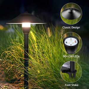 SUNVIE Low Voltage Pathway Lights LED Landscape Lights Low Voltage 3W 12-24V 3000K Landscape Lighting Cast-Aluminum Waterproof Landscape Path Lights for Yard Walkway Garden ETL Listed Cord, 4 Pack