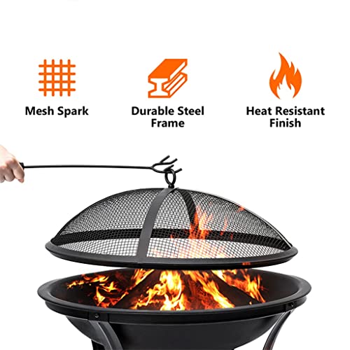 22inch BBQ Grill Outdoor Wood Burning Fire Pit Stove Garden Patio Wood Log Barbecue Grill Cooking Tools Outdoor Camping