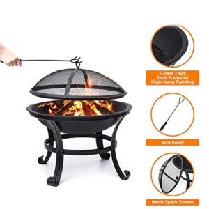 22inch BBQ Grill Outdoor Wood Burning Fire Pit Stove Garden Patio Wood Log Barbecue Grill Cooking Tools Outdoor Camping