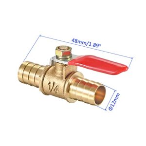 M METERXITY Pressure Valve - Water Control Valve, Non-Slip Handle Dual Barb Shut-Off Valve, Apply to Outdoor/Garden/Swimming Pools(12mm x 12mm, Brass)