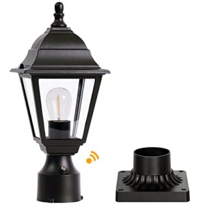 Dusk to Dawn Outdoor Post Lights Hardwired 120V, Aluminum Outside Post Lantern with Pier Mount, Exterior Lamp Pole Lantern Head with Clear Glass, Matte Black Post Light for Patio,Garden,Walkway