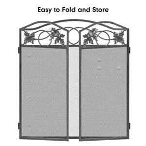 Amagabeli Firewood Rack bundle Fireplace Screen 3 Panel Pewter Foldable