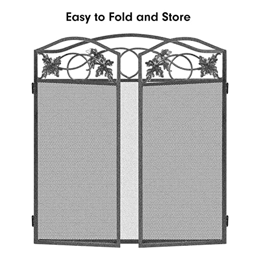 Amagabeli Firewood Rack bundle Fireplace Screen 3 Panel Pewter Foldable