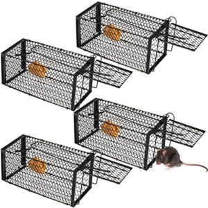 humane rat trap chipmunk squirrel rodent trap foldable mouse trap small live animal mouse voles hamsters live cage rat mouse cage trap for mice easy to catch and release, 9.4×4.7×4.7 inches (4 pcs)