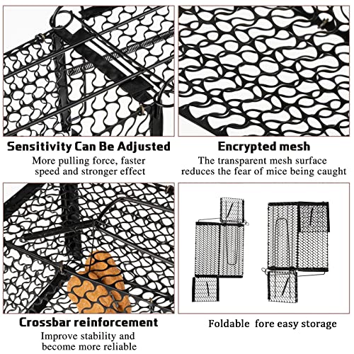 Humane Rat Trap Chipmunk Squirrel Rodent Trap Foldable Mouse Trap Small Live Animal Mouse Voles Hamsters Live Cage Rat Mouse Cage Trap for Mice Easy to Catch and Release, 9.4x4.7x4.7 Inches (4 Pcs)