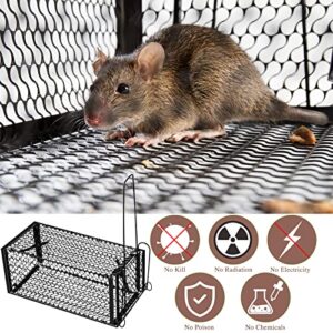 Humane Rat Trap Chipmunk Squirrel Rodent Trap Foldable Mouse Trap Small Live Animal Mouse Voles Hamsters Live Cage Rat Mouse Cage Trap for Mice Easy to Catch and Release, 9.4x4.7x4.7 Inches (4 Pcs)