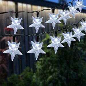 aiddomm 30ft 50 led solar star lights outdoor waterproof, solar twinkle star string lights like the charming eyes of a mischievous child, shine on your garden, patio, 2 modes