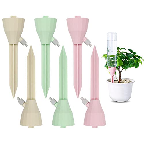 ONTOP 6 Pack Self Watering Spikes Small with Adjustable Slow Release Control Valve Switch Automatic Watering System for Potted Plants Self Watering Spikes for Outdoor Indoor Travel Plants Watering