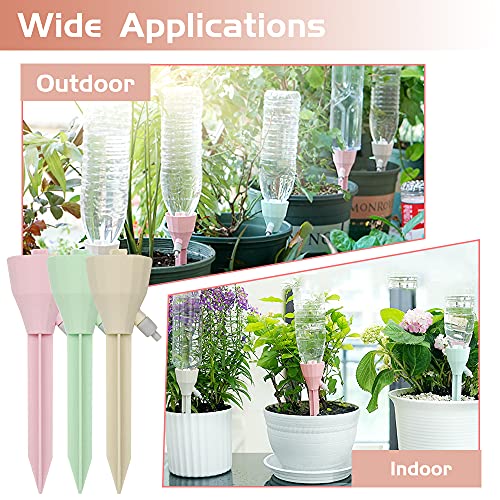 ONTOP 6 Pack Self Watering Spikes Small with Adjustable Slow Release Control Valve Switch Automatic Watering System for Potted Plants Self Watering Spikes for Outdoor Indoor Travel Plants Watering