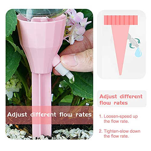 ONTOP 6 Pack Self Watering Spikes Small with Adjustable Slow Release Control Valve Switch Automatic Watering System for Potted Plants Self Watering Spikes for Outdoor Indoor Travel Plants Watering