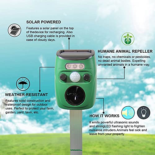 MaximalPower Protect Home Pest Repeller Mole Rat Snake Solar Charging New MOTION ACTIVATED Outdoor Garden ultrasonic Sound