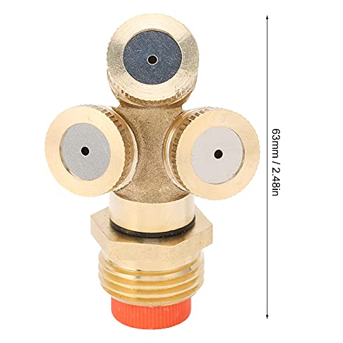 01 02 015 Water Spray Head, High Pressure Irrigation Nozzle 3 Hole Easy Installation Copper for Garden for Lawn for Greenhouse