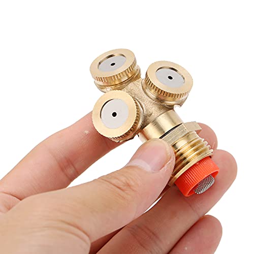 01 02 015 Water Spray Head, High Pressure Irrigation Nozzle 3 Hole Easy Installation Copper for Garden for Lawn for Greenhouse