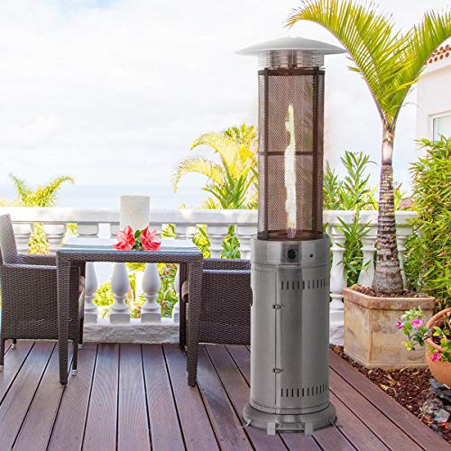 Kanizz Outdoor Garden Dancing Flame Decor Tower Heater 41000 BTU, Patio Garden Propane Round Glass Tube Heater, Great for Backyard Deck Balcony Poolside Garage Workspace