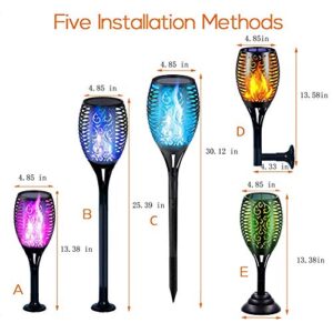 B BOCHAMTEC 8 Pack Solar Flame Lights Outdoor Flickering Torch, with USB Charging Port Remote, 13 Color Changing RGB,Waterproof Lights Landscape Auto On/Off for Garden Patio Driveway Party