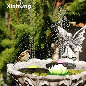 Xinhong 3W Solar Bird Bath Fountain Pump, Solar Fountain Pump for Bird Bath with 6 Nozzles, 6.3" Water Fountain Pump Outdoor Watering Submersible Pump for Pond, Pool, Garden, Fish Tank