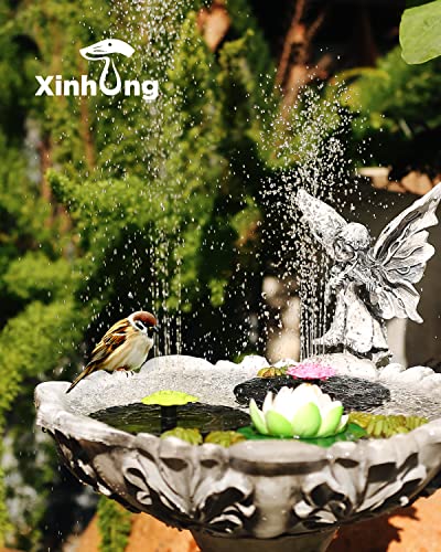 Xinhong 3W Solar Bird Bath Fountain Pump, Solar Fountain Pump for Bird Bath with 6 Nozzles, 6.3" Water Fountain Pump Outdoor Watering Submersible Pump for Pond, Pool, Garden, Fish Tank