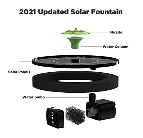 Xinhong 3W Solar Bird Bath Fountain Pump, Solar Fountain Pump for Bird Bath with 6 Nozzles, 6.3" Water Fountain Pump Outdoor Watering Submersible Pump for Pond, Pool, Garden, Fish Tank