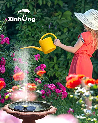 Xinhong 3W Solar Bird Bath Fountain Pump, Solar Fountain Pump for Bird Bath with 6 Nozzles, 6.3" Water Fountain Pump Outdoor Watering Submersible Pump for Pond, Pool, Garden, Fish Tank