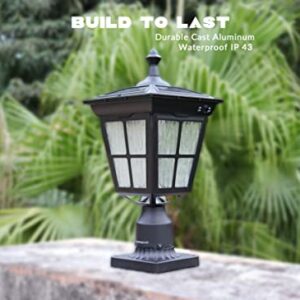 Kemeco ST4311AQ LED Cast Aluminum Solar Post Light Fixture with 3-Inch Fitter Base for Outdoor Garden Post Pole Mount