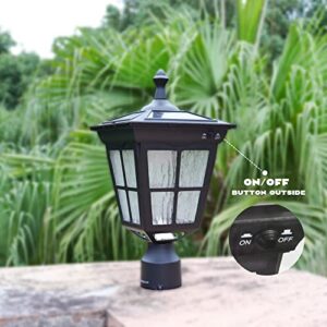 Kemeco ST4311AQ LED Cast Aluminum Solar Post Light Fixture with 3-Inch Fitter Base for Outdoor Garden Post Pole Mount