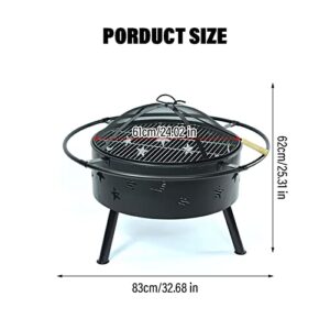 LIUXUEFE Outdoor Fire Pit Stove, Portable Log Burner, BBQ Camping Brazier, Garden Patio Charcoal wo-od Furnace