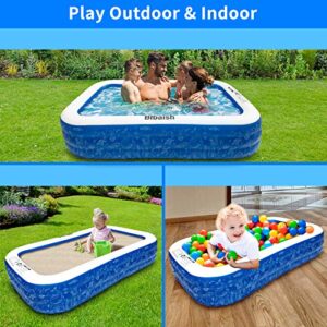 Inflatable Swimming Pool, 118" X 72" X 20" Full-Sized Family Pool, Kiddie Pool, Blow Up Pool for Baby, Kids, Kiddie, Adult Inflatable Pool for Backyard, Outdoor, Garden, Ground & Summer Water Party